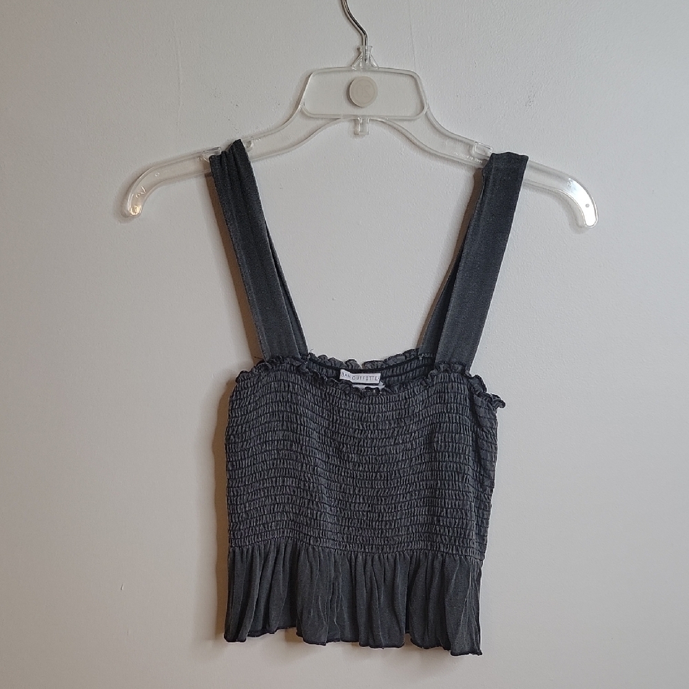 Urban Outfitters Dark Gray Smocked Tank Top- Size Medium